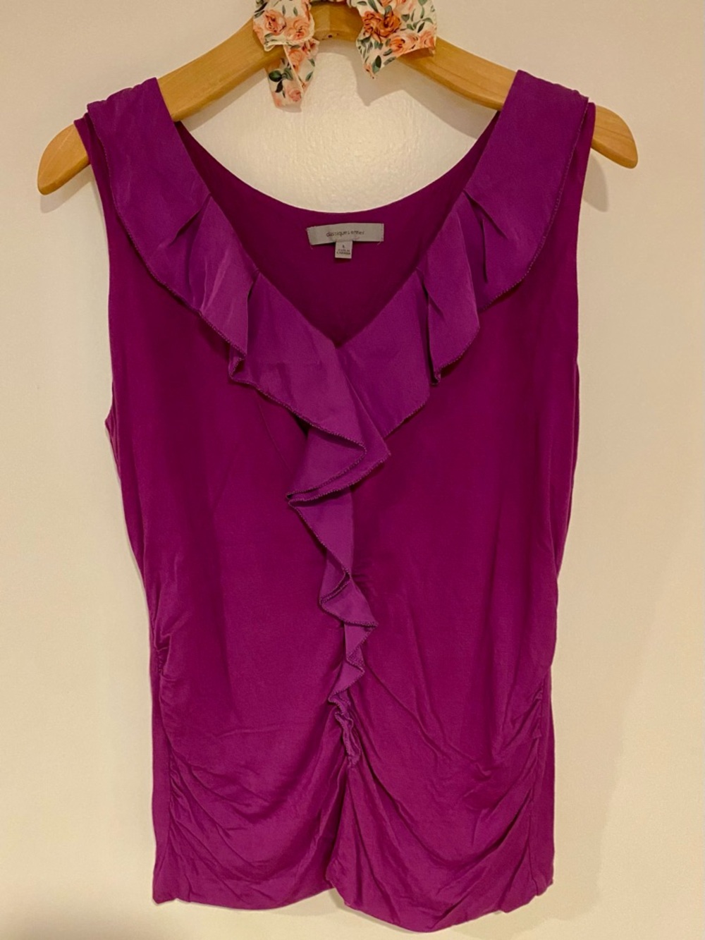 Classiques Entier Ruffled V-Neck Tank Top large purple clubwear, festivalwear